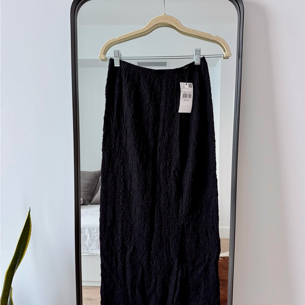 NWT Mango Black Ruched Pencil Skirt